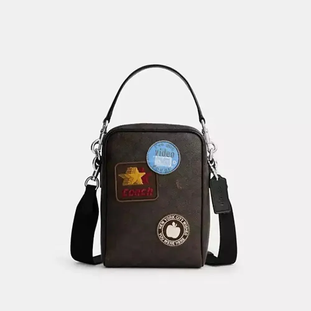NEW‼️Coach Tristan Crossbody Bag 14 In Signature Canvas With Patches  CFR93